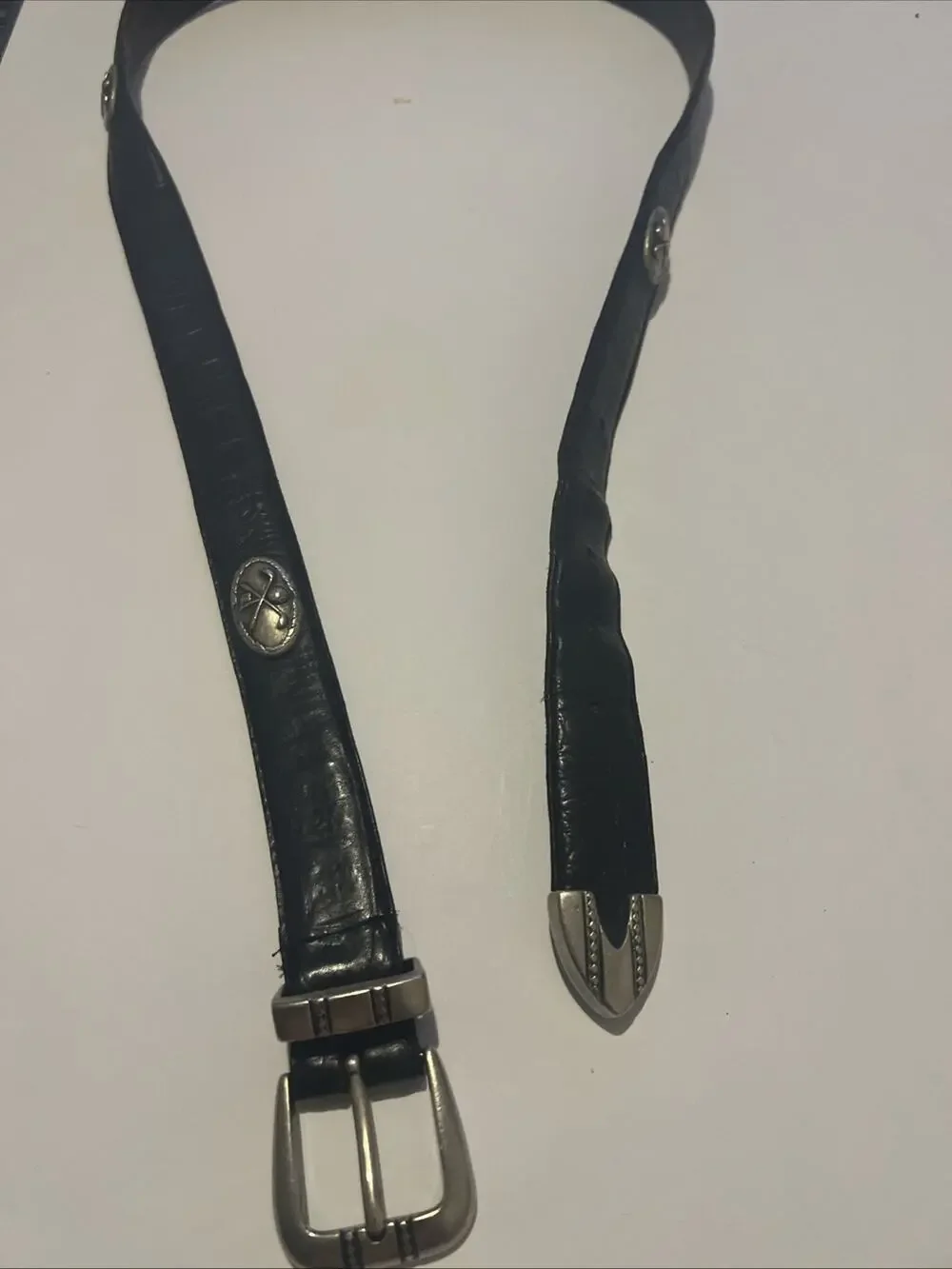 men's black genuine leather golf concho belt